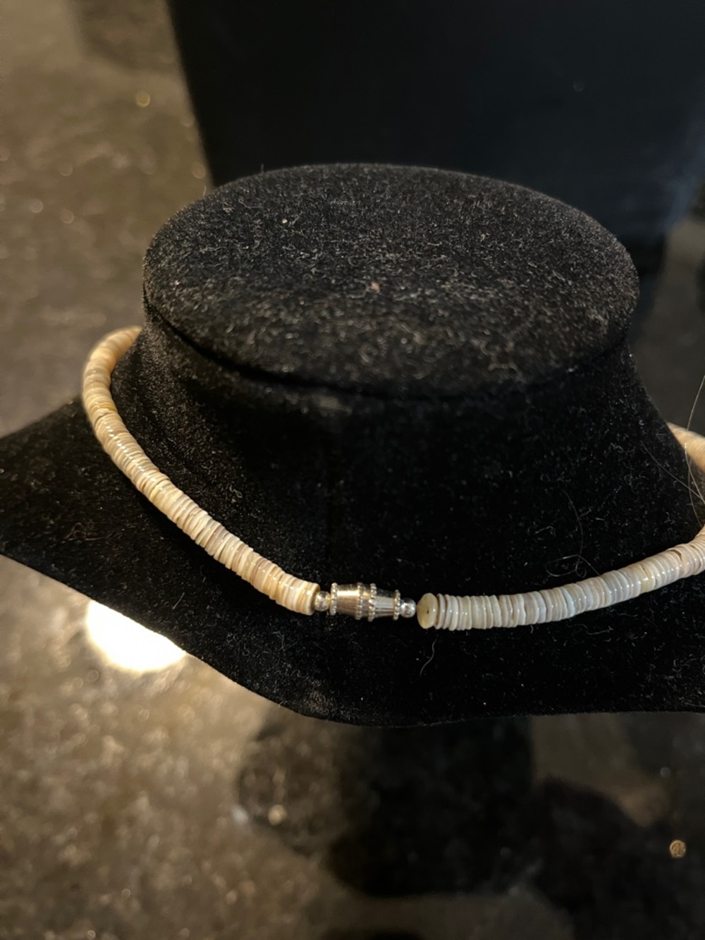 Beaded Disc Necklace in Beige-Taupe - Women Jewelry - Picture 2 of 2